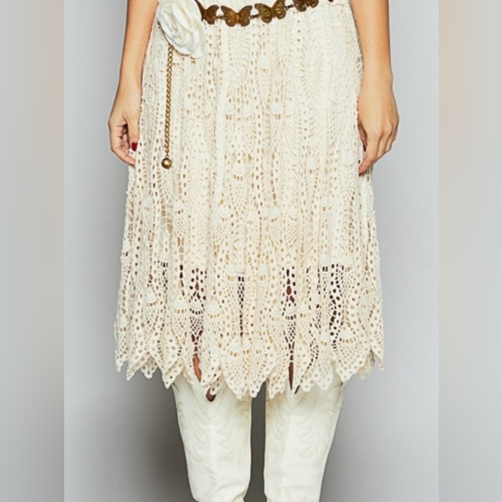 POL Crochet Boho Elastic Waist Skirt OS